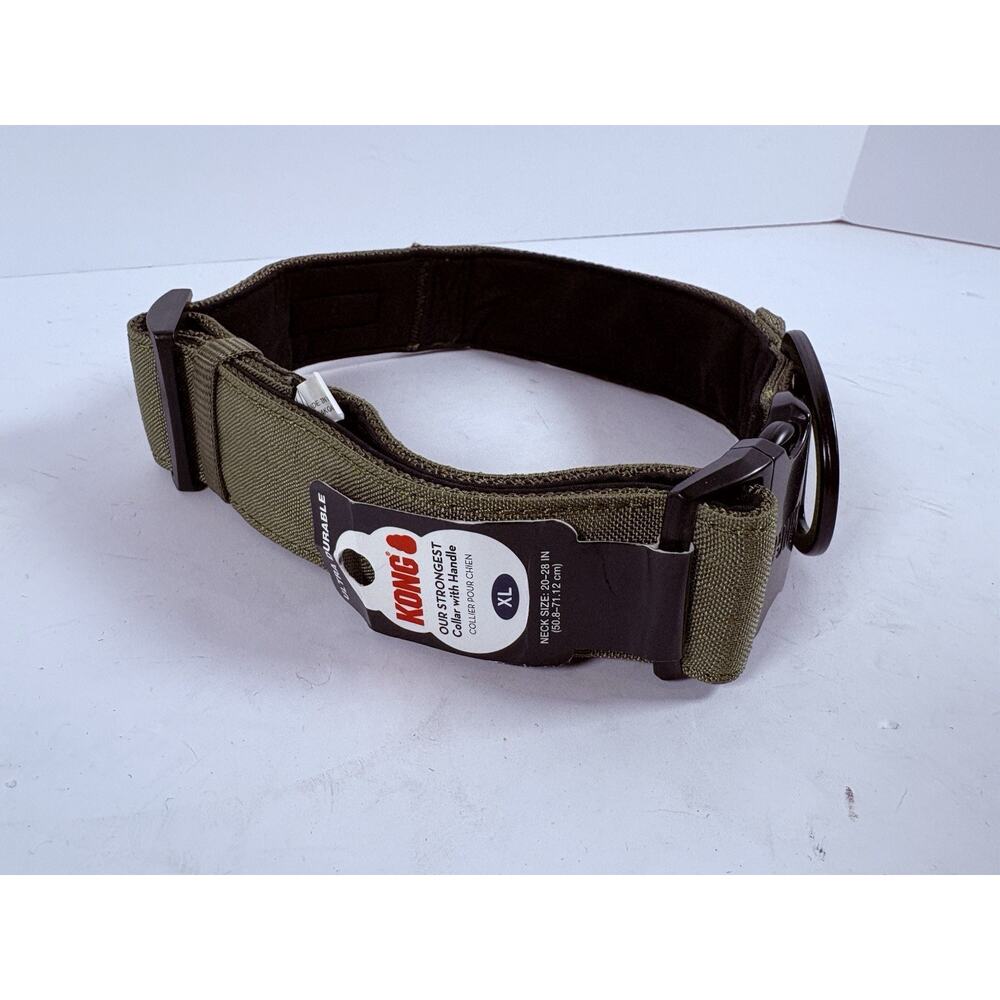 KONG Ultra Durable Dog Collar w Handle XL 20-28in Tactical Olive Green